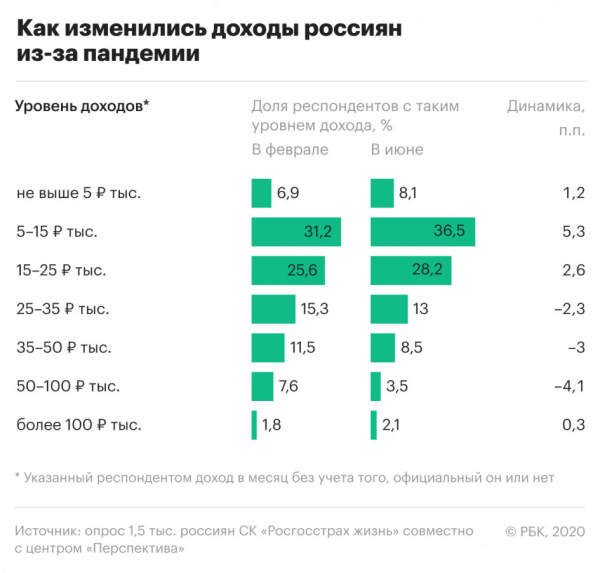 Каждый пятый в России заявил о значительном падении дохода из-за пандемии
